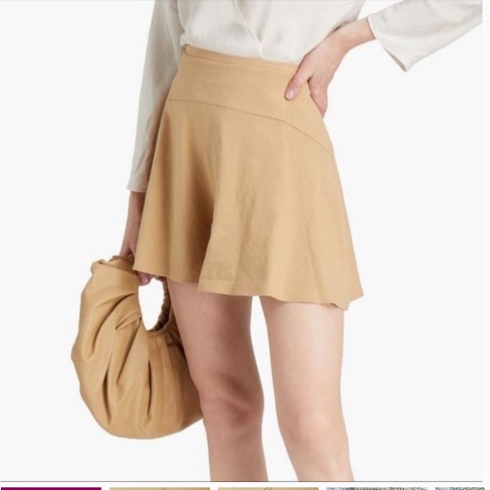 Vince Women’s Flounce Linen Blend Resort Wear Shorts Pecan Brown Beige Scort 6